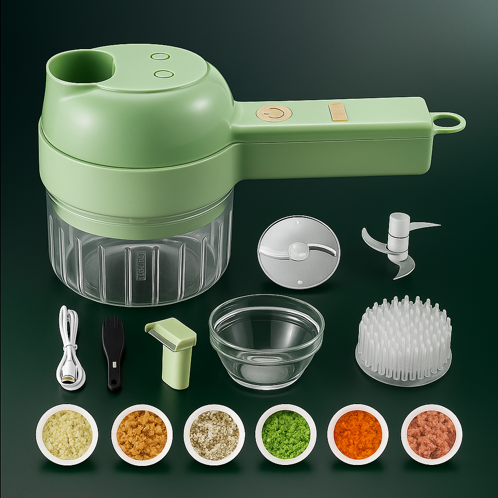 Smart 4-in-1 Electric Vegetable Cutter | Portable, Multi-Functional & Time-Saving Tool