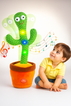 USB Rechargeable Dancing & Singing Cactus Toy – Interactive Talking Plush with LED Lights