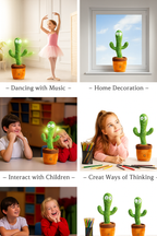 USB Rechargeable Dancing & Singing Cactus Toy – Interactive Talking Plush with LED Lights