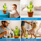USB Rechargeable Dancing & Singing Cactus Toy – Interactive Talking Plush with LED Lights