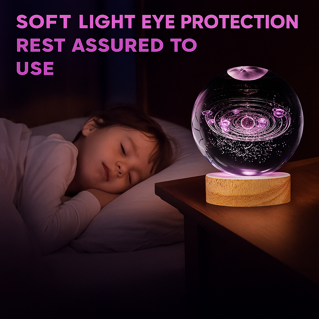 🌠 3D Milky Way Crystal Ball Lamp ✨ Starry Universe LED Light with Astronaut Touch.