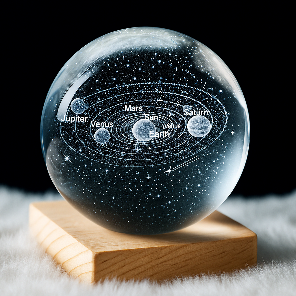 🌠 3D Milky Way Crystal Ball Lamp ✨ Starry Universe LED Light with Astronaut Touch.