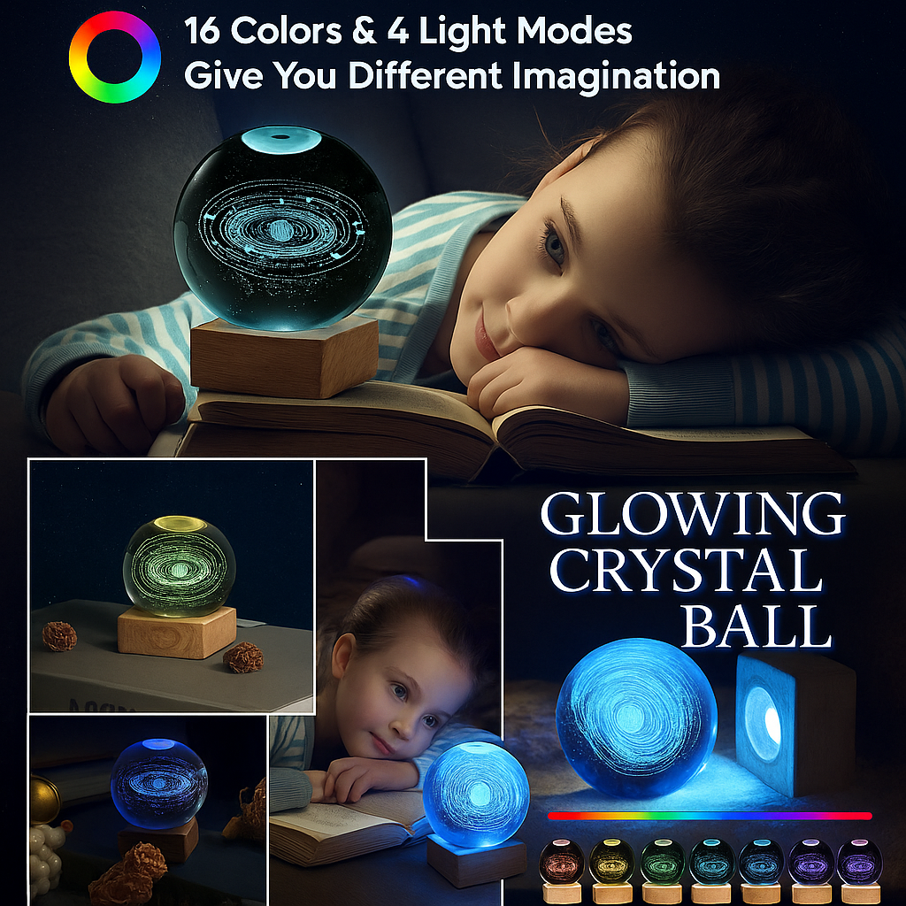 🌠 3D Milky Way Crystal Ball Lamp ✨ Starry Universe LED Light with Astronaut Touch.