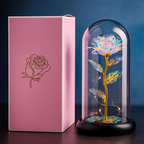 Crystal Rose with LED Fairy Lights – Elegant Glass Dome Night Lamp For Home Decoration.