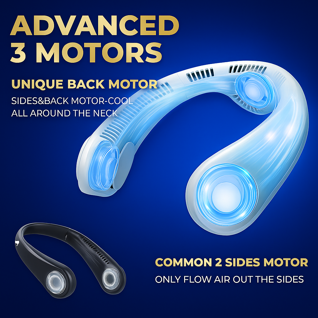 Rechargeable Bladeless Neck Fan | Portable 360° Airflow for Home, Office & Outdoor Use