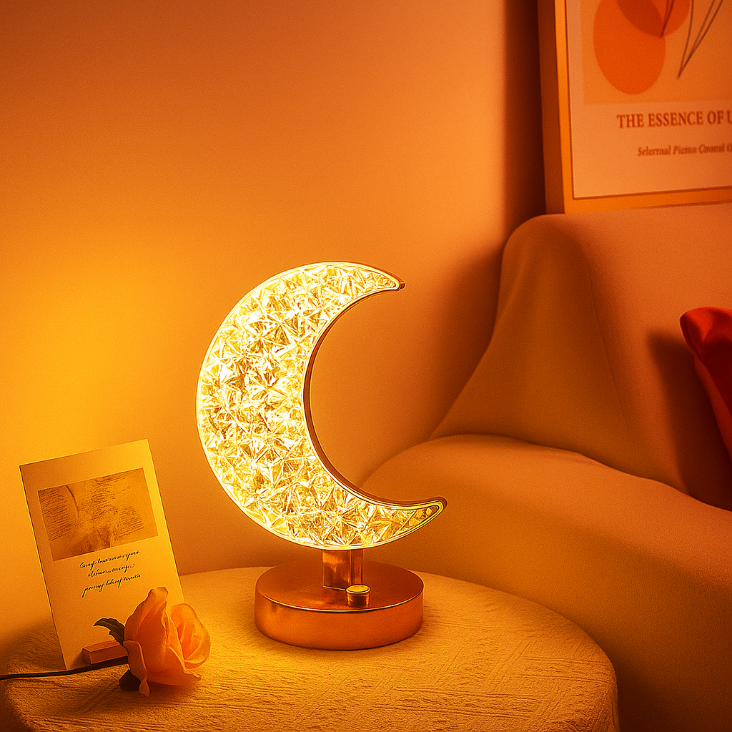 3D Moon Table Lamp. Rechargeable Moon Lamp with Dual Light Modes & Wooden Stand.