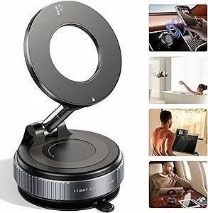 Premium Quality Magnetic Vacuum Phone Holder – 360° Foldable Holder for Car & Mirror.