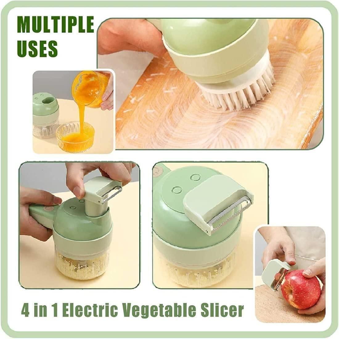Smart 4-in-1 Electric Vegetable Cutter | Portable, Multi-Functional & Time-Saving Tool