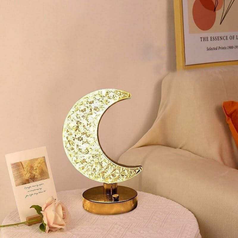 3D Moon Table Lamp. Rechargeable Moon Lamp with Dual Light Modes & Wooden Stand.