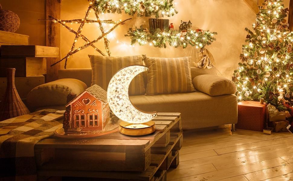 3D Moon Table Lamp. Rechargeable Moon Lamp with Dual Light Modes & Wooden Stand.