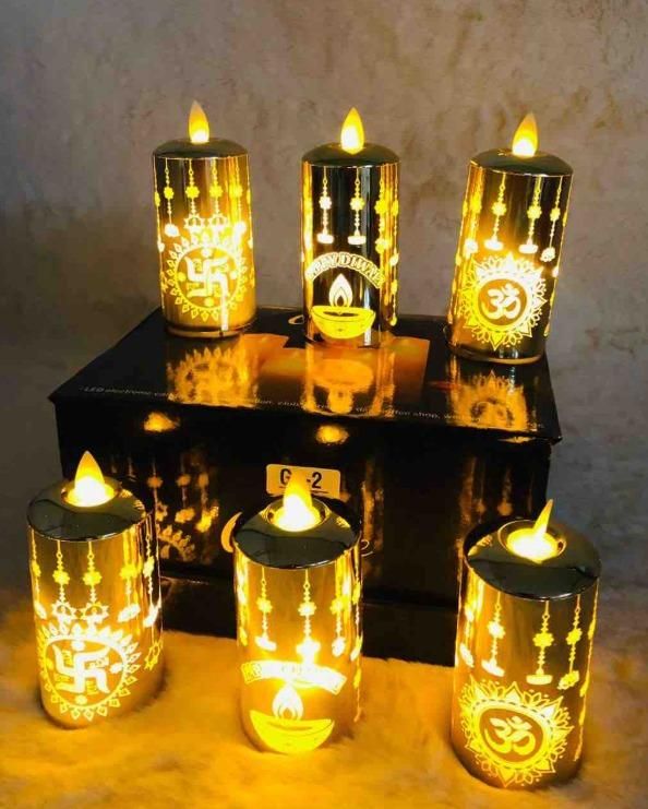 Divine OM Printed Decorative Candle For Pooja 🕯️ 🌿 Spiritual Home Décor Light 🔥