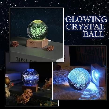 🌠 3D Milky Way Crystal Ball Lamp ✨ Starry Universe LED Light with Astronaut Touch.