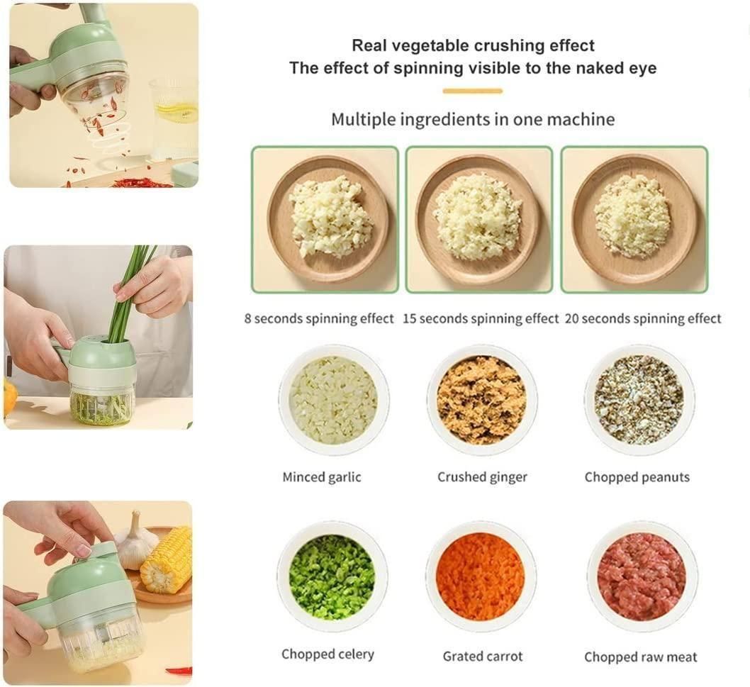 Smart 4-in-1 Electric Vegetable Cutter | Portable, Multi-Functional & Time-Saving Tool