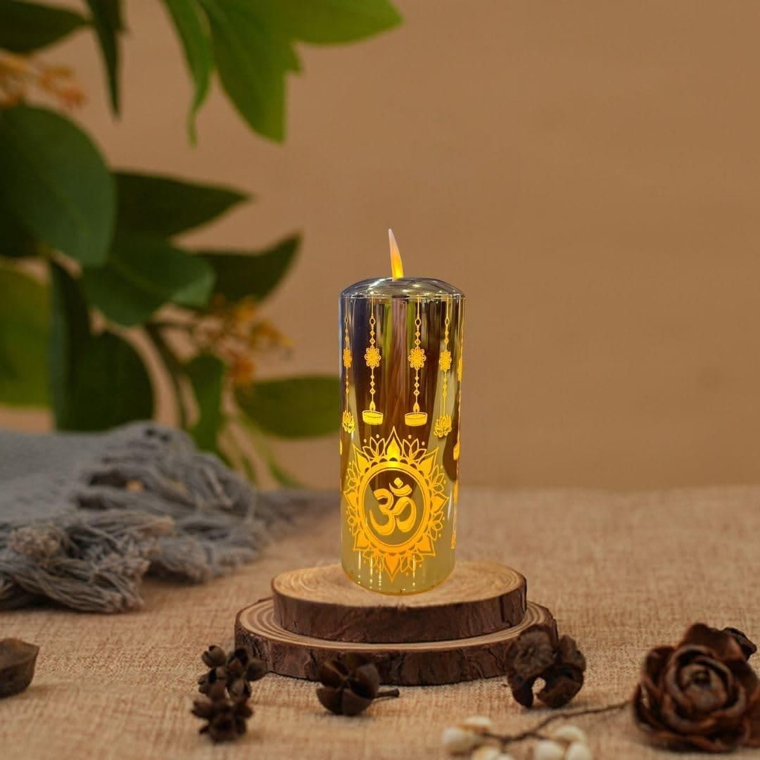 Divine OM Printed Decorative Candle For Pooja 🕯️ 🌿 Spiritual Home Décor Light 🔥