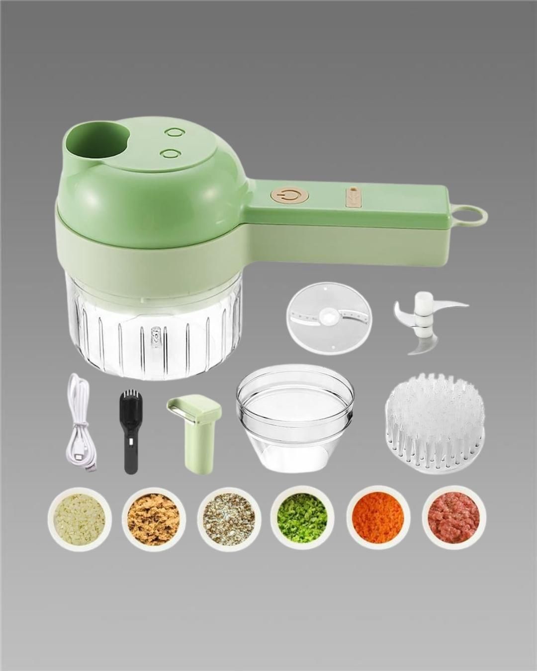 Smart 4-in-1 Electric Vegetable Cutter | Portable, Multi-Functional & Time-Saving Tool